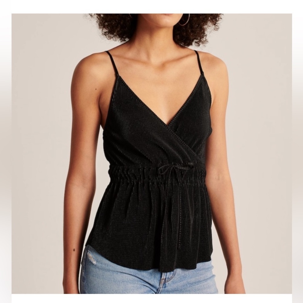 Abercrombie & Fitch Black pleated satin cami size XS NWOT